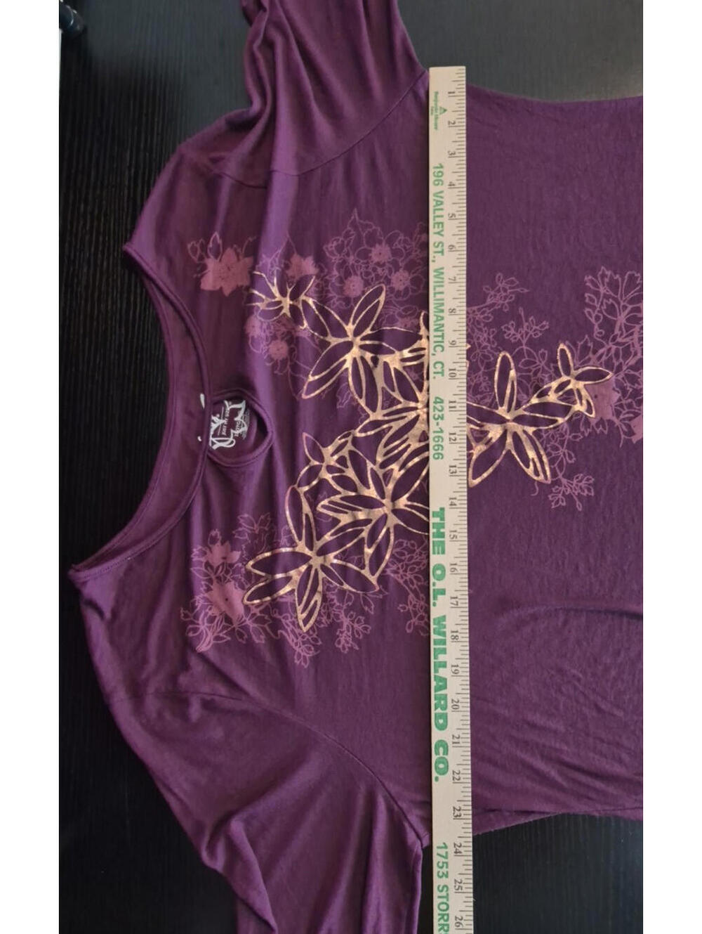 JMS Just My Size Women Top 2X Purple Shirt Floral Balloon 3/4 Sleeve Tee - Picture 11 of 14